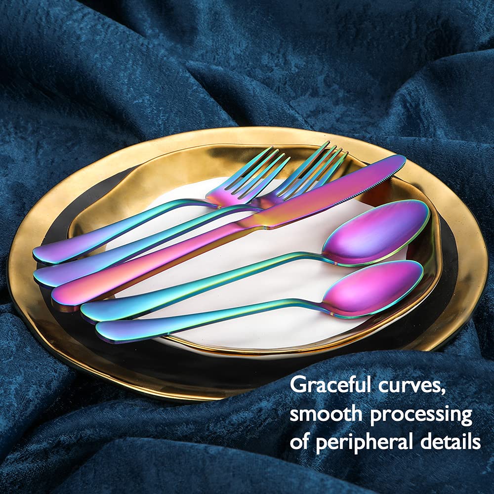 Amazon | レインボーフラットウェアセット カラフル ステンレス